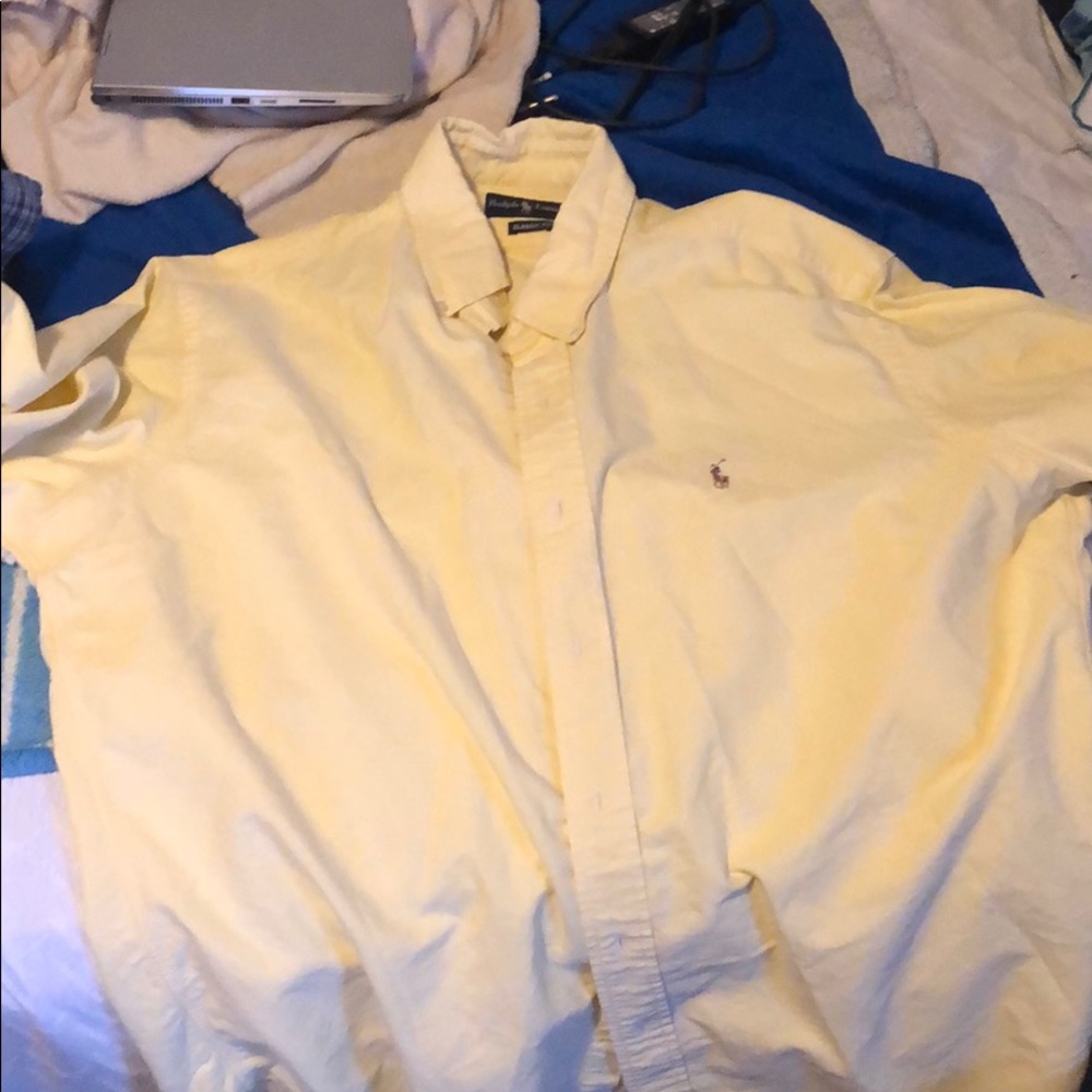 Yellow short sleeve polo button down